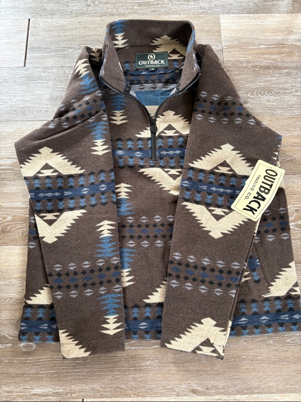 Outback Men’s Brown Aztec Half-Zip Fleece Pullover